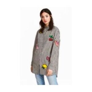 Divided Patch Button Down Blouse Dress 6